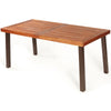 Rectangular acacia wood dining table with steel legs, featuring a waterproof surface and 2" umbrella hole, ideal for.