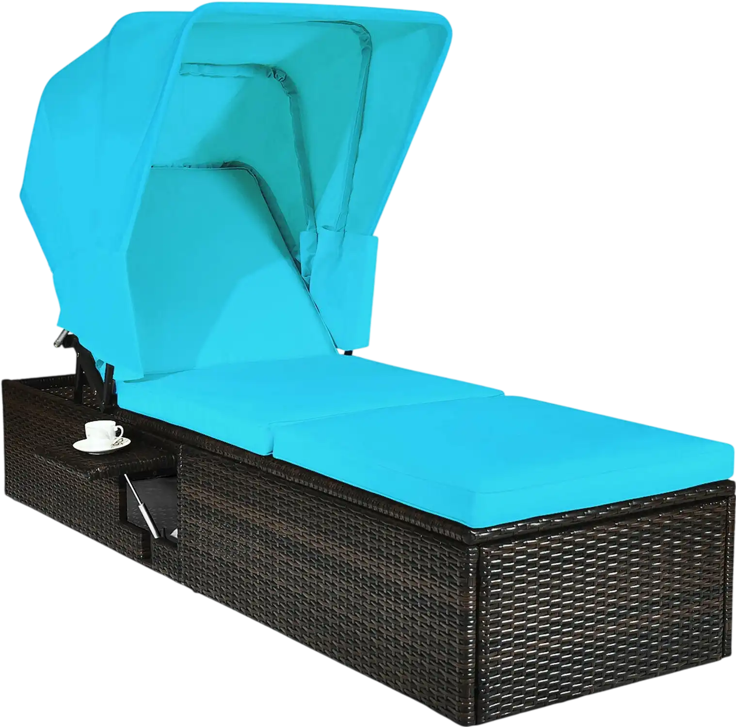 Costway Outdoor Chaise Lounge Chair Folding Canopy 43072618 New