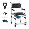 Aluminum 2-in-1 commode shower wheelchair with adjustable height, locking casters, and removable toilet for easy.