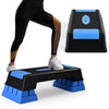 Aerobic exercise stepper trainer in blue with adjustable height, ideal for various workouts and ensuring safety during.