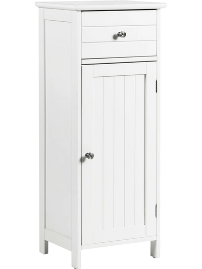 Costway Wooden Bathroom Floor Storage Cabinet Drawer Adjustable Shelf 30276915 New