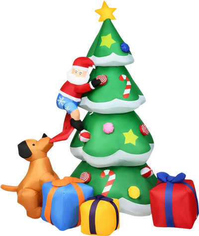 Costway 7' Inflatable Christmas Tree Santa Decor w/ LED Lights 73621549 New