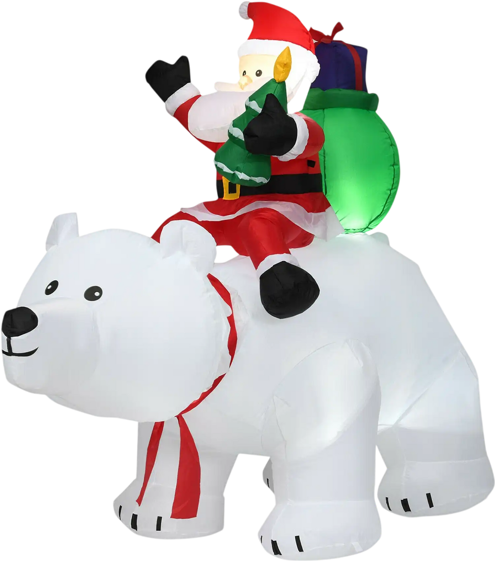 6.5 Feet Christmas Inflatable Santa Riding Polar Bear with Shaking Head LED Lights