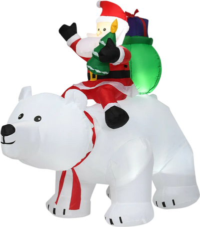 Costway 6.5' Christmas Inflatable Santa Riding Polar Bear Shaking Head LED Lights 91864327 New