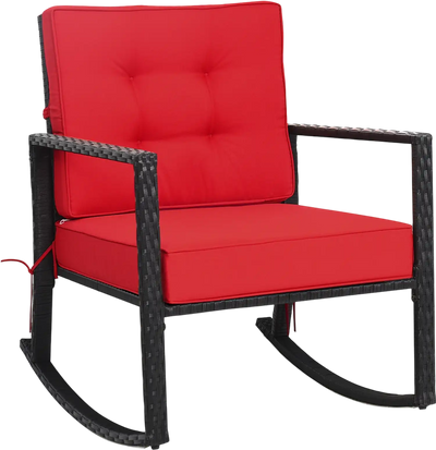 Costway Patio Rattan Outdoor Glider Rocking Chair Cushion 45308927 New