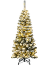 4.5 Feet Pre-Lit Snow Flocked Pencil Christmas Tree with 150 LED Light