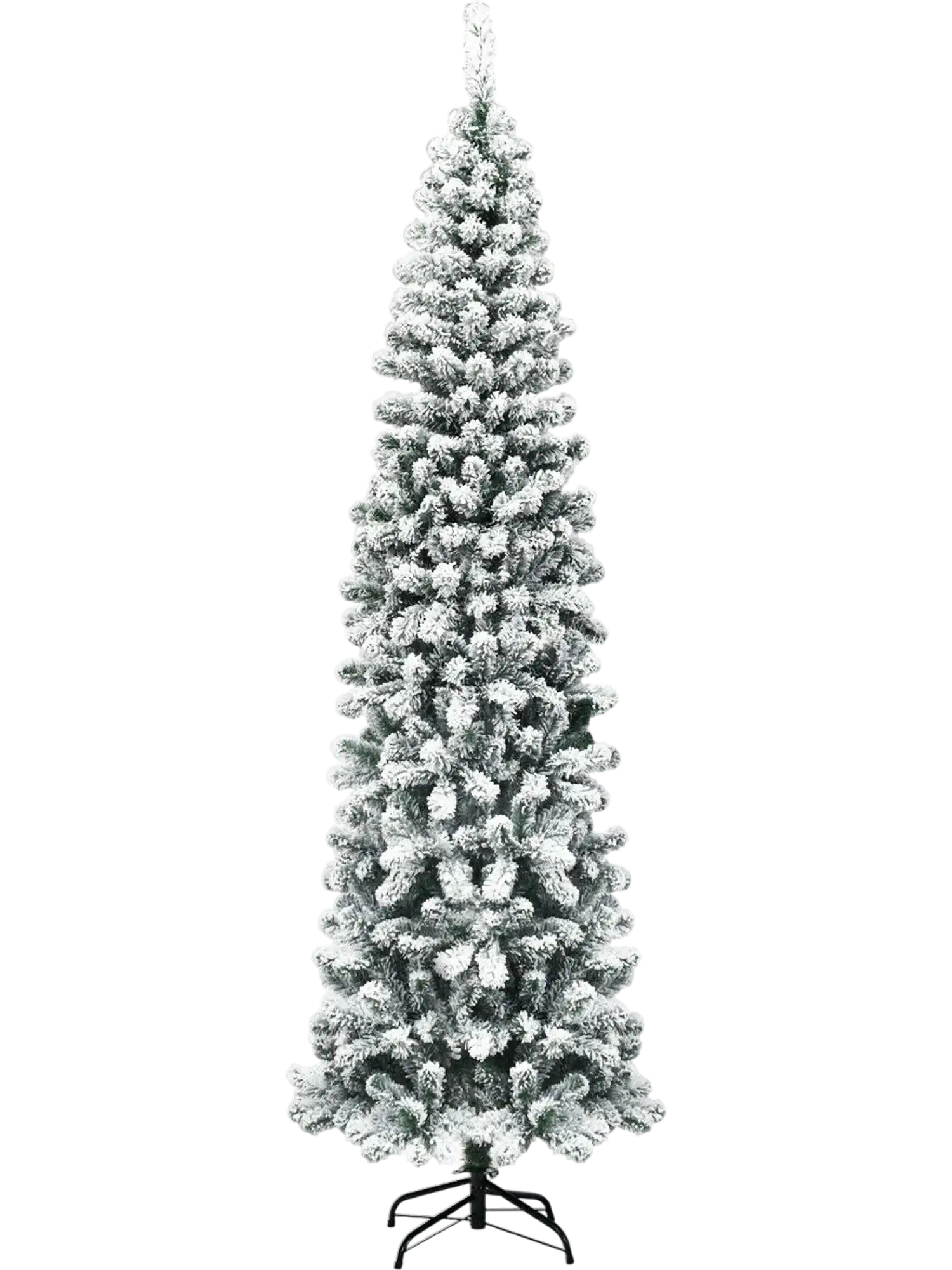 Costway 7.5' Unlit Snow Flocked Hinged Artificial Pencil Christmas Tree 641 Tips 85790124 New