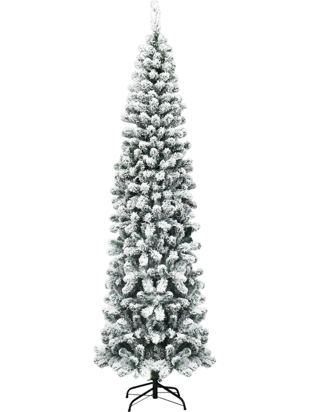 7.5 Feet Unlit Hinged Snow Flocked Artificial Pencil Christmas Tree with 641 Tips