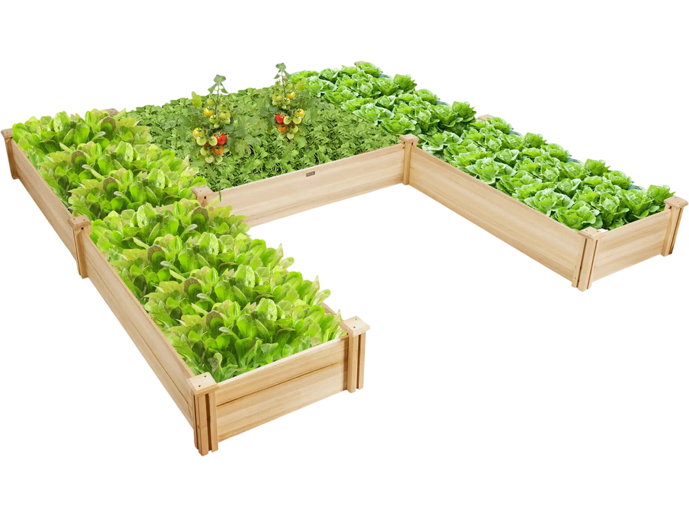 U-Shaped Wooden Garden Raised Bed for Backyard and Patio
