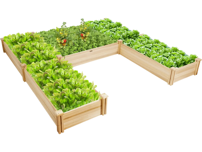 Costway U-Shaped Wooden Raised Garden Bed Backyard Patio 03897541 New