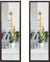 Full-length coffee metal door mirror with adjustable hooks, perfect for wall-mounting or hanging behind doors.