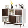 Wood display sideboard storage cabinet showcasing varying compartment sizes and a modern design, ideal for stylish home.