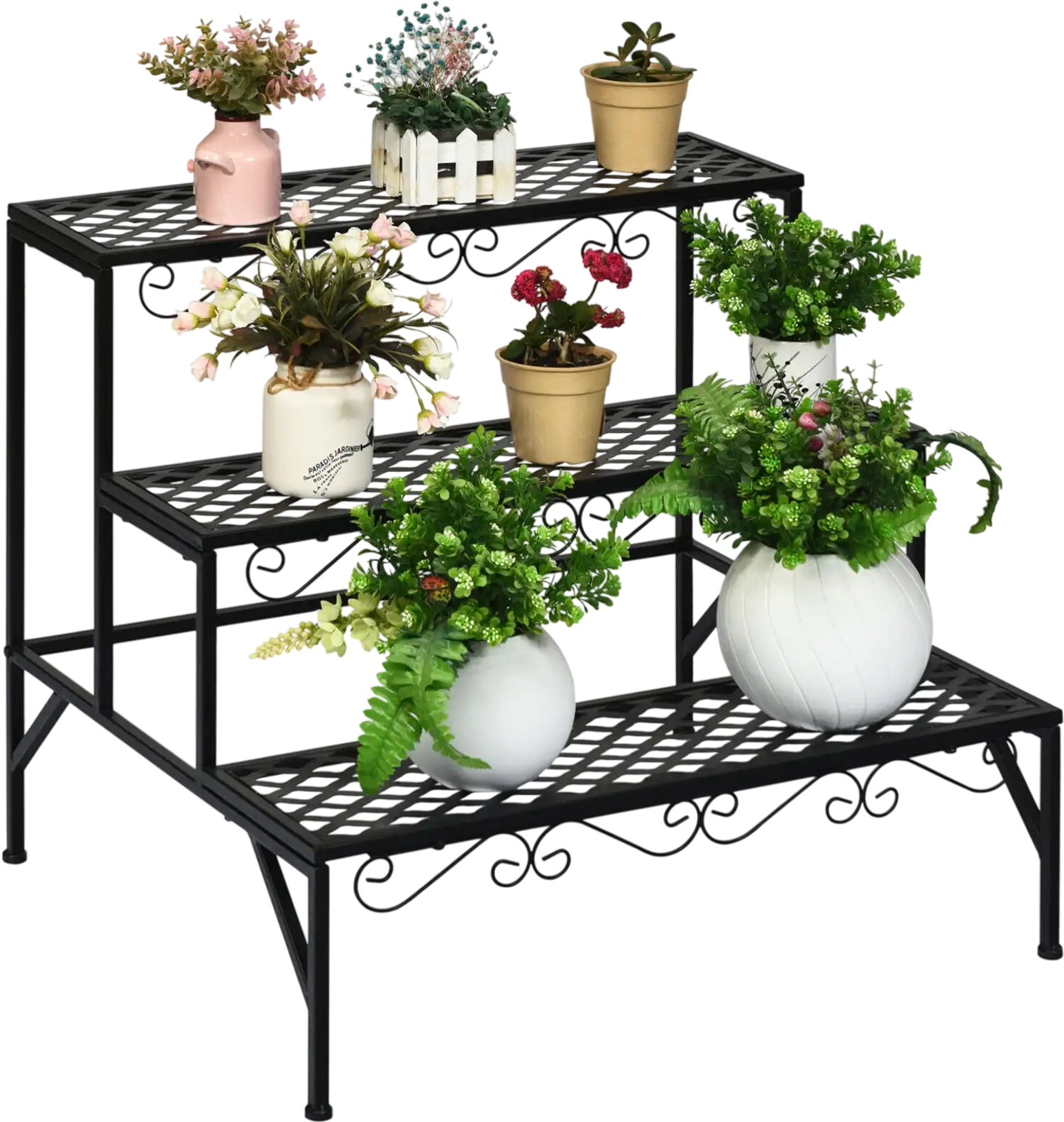Costway 3-Tier Metal Decorative Plant Stand 68703415 New