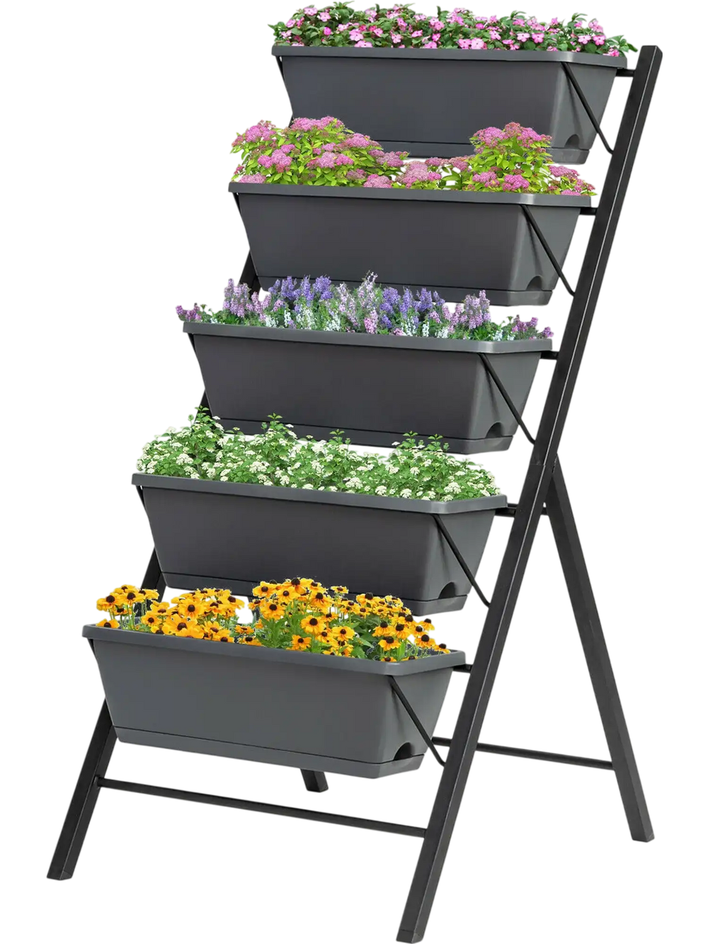 5-Tier Raised Garden Bed with Water Drainage for Flowers Vegetables