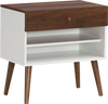 Mid-Century Nightstand with Drawer and Rubber Wood Legs