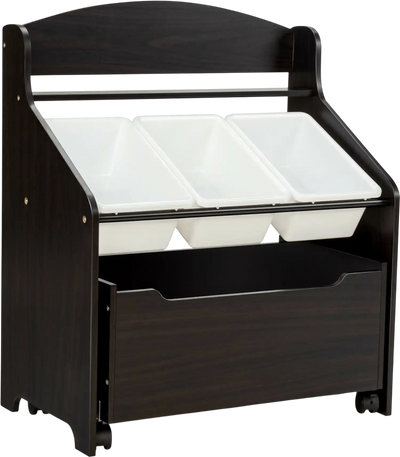 Costway Kids Toy Storage Organizer Rolling Toy Box Plastic Bins Wooden Cabinet 38914725 New