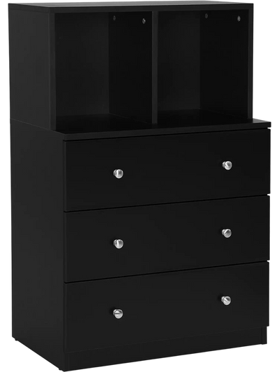 Costway 3 Drawer Dresser Storage Chest with Cubbies 25430961 New