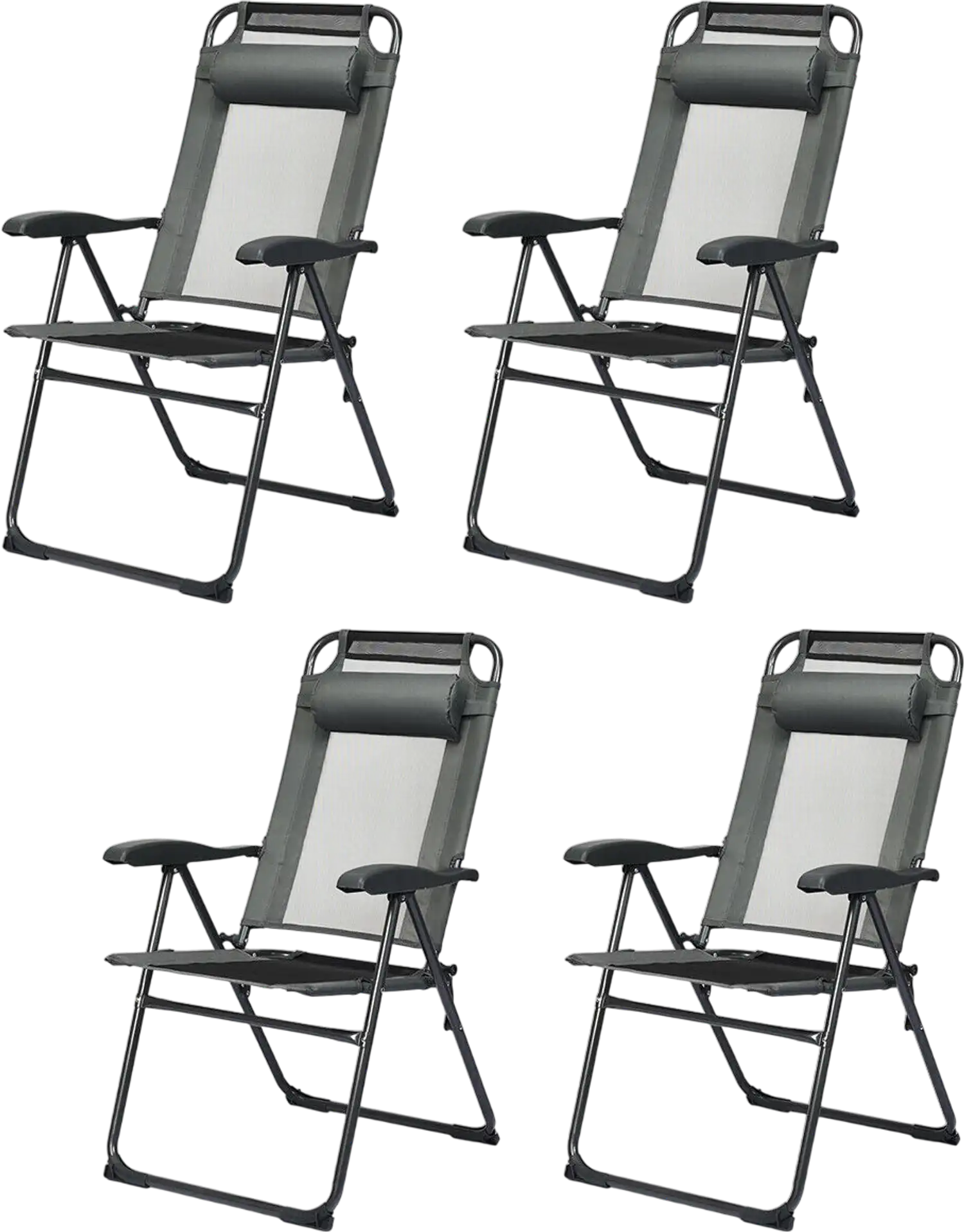 Costway 4-Piece Patio Garden Adjustable Reclining Folding Chairs w/ Headrests 27846931 New
