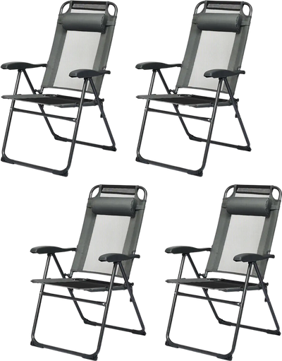 Costway 4-Piece Patio Garden Adjustable Reclining Folding Chairs w/ Headrests 27846931 New