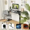 Electric height adjustable standing desk in black with memory controller, featuring a spacious tabletop and cable.