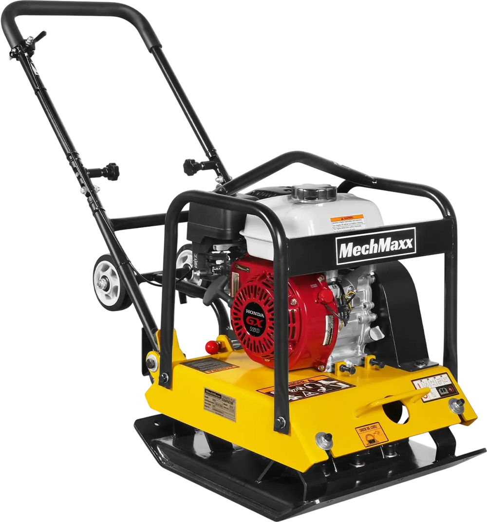 Honda GX160 Vibratory Plate Compactor with Wheel Kit, 3600 lb Centrifugal Force for Soil, Gravel, Asphalt and Paver Base, PC90H