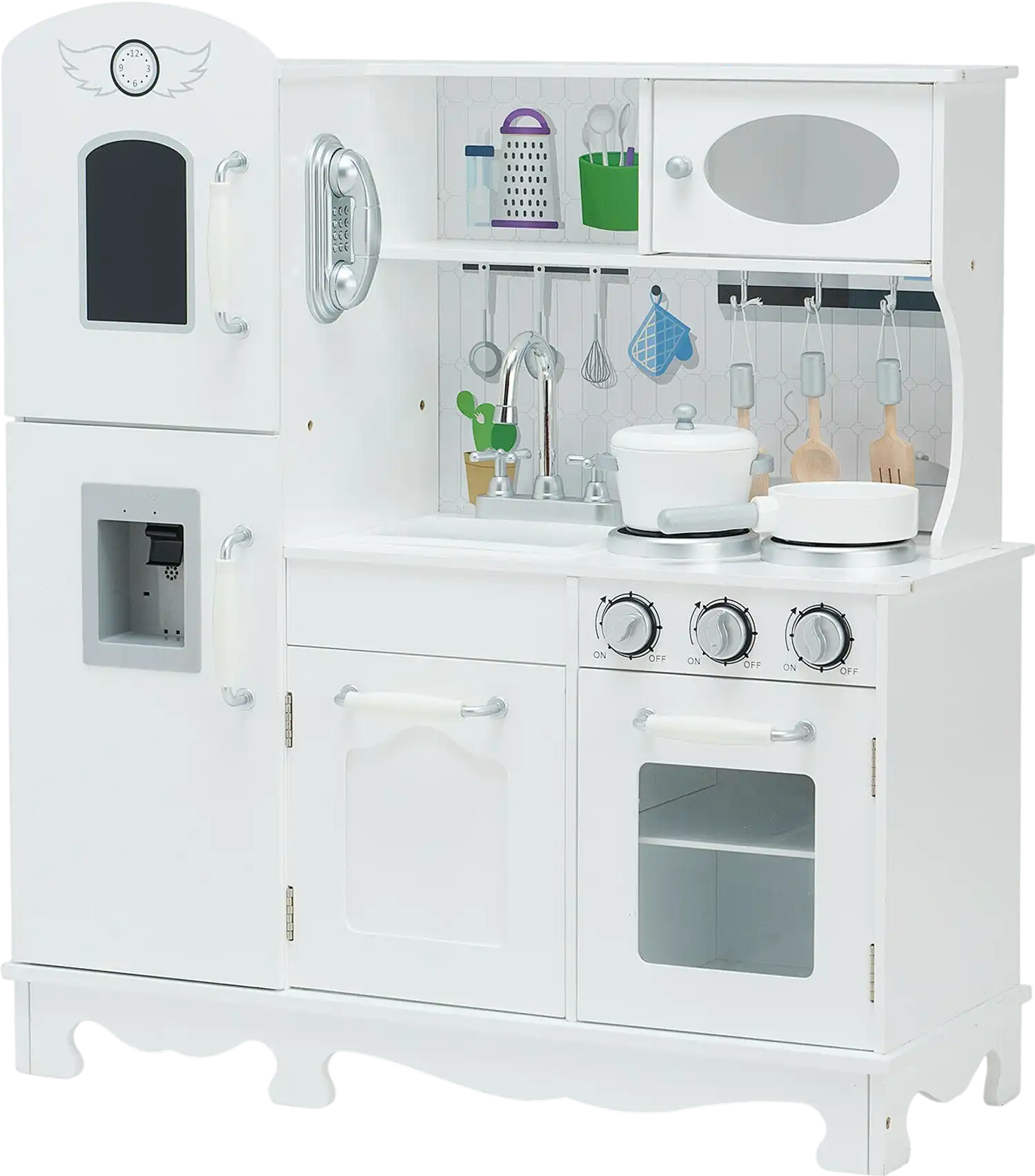 Costway Kids Pretend Play Kitchen Cookware Set with Water Dispenser 78091342 New