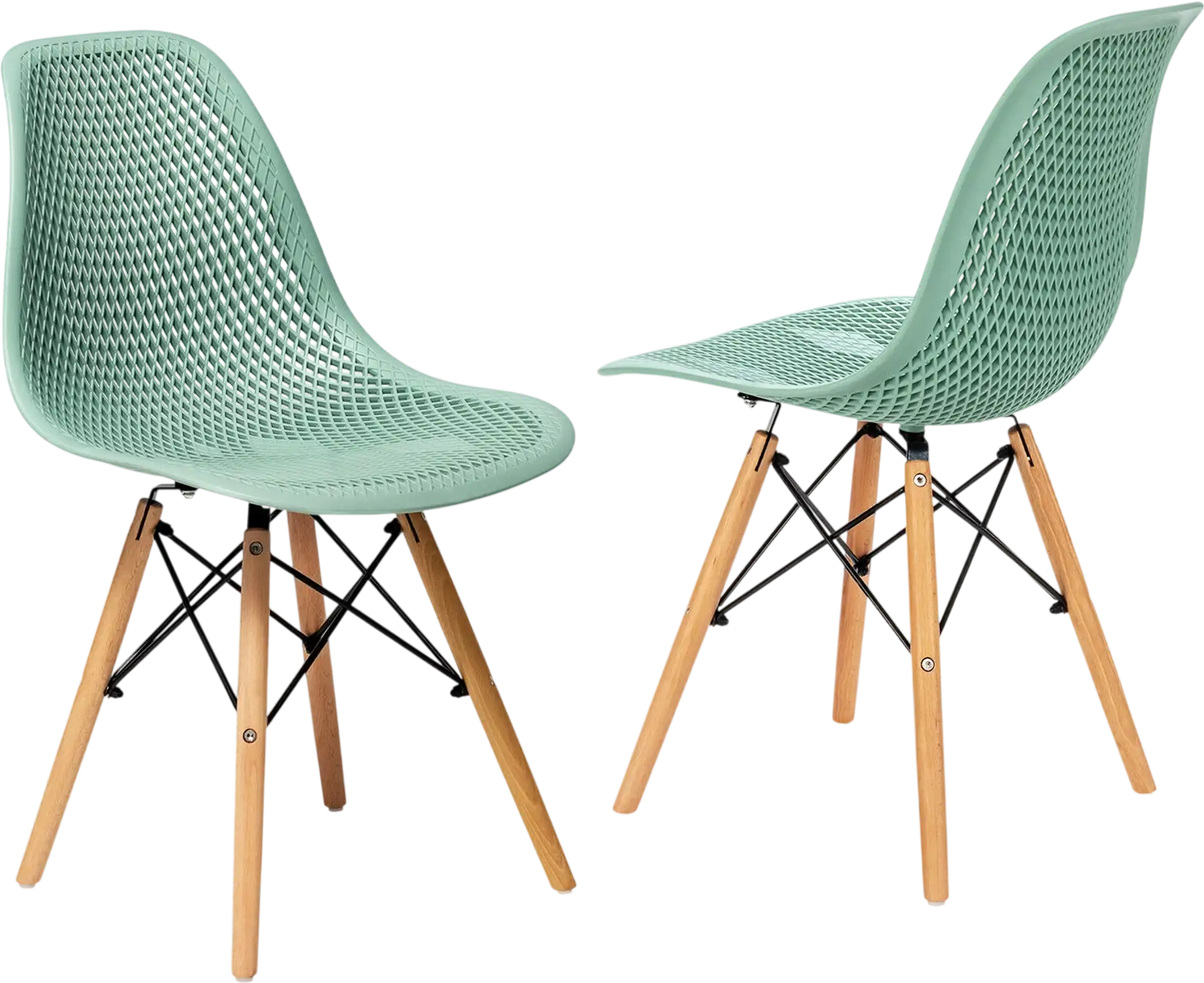 Costway Modern Plastic Dining Chair Set Wood Legs 69247850 New