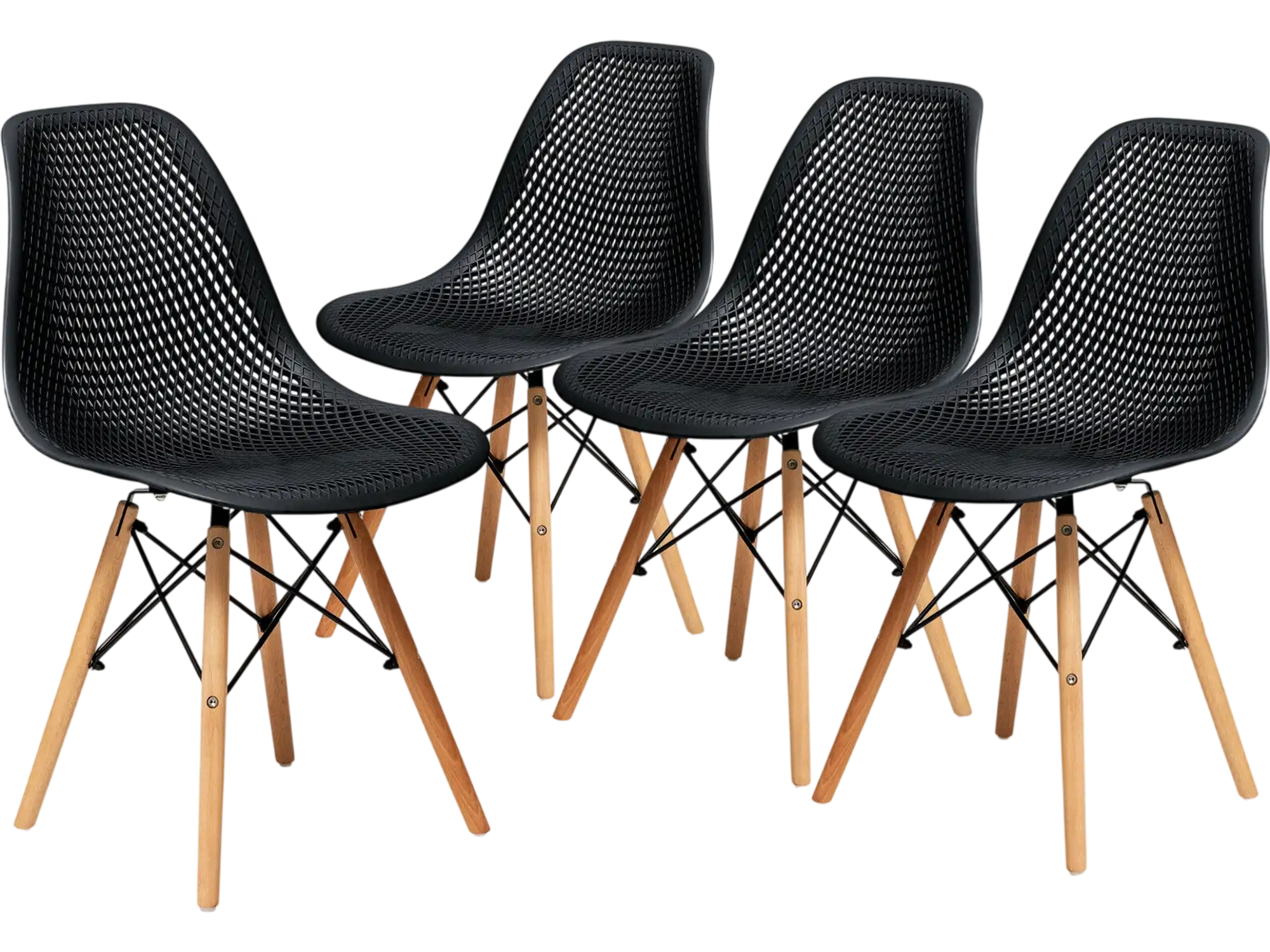 Costway 4-Piece Modern Plastic Dining Chair Set Wood Legs 64953781 New