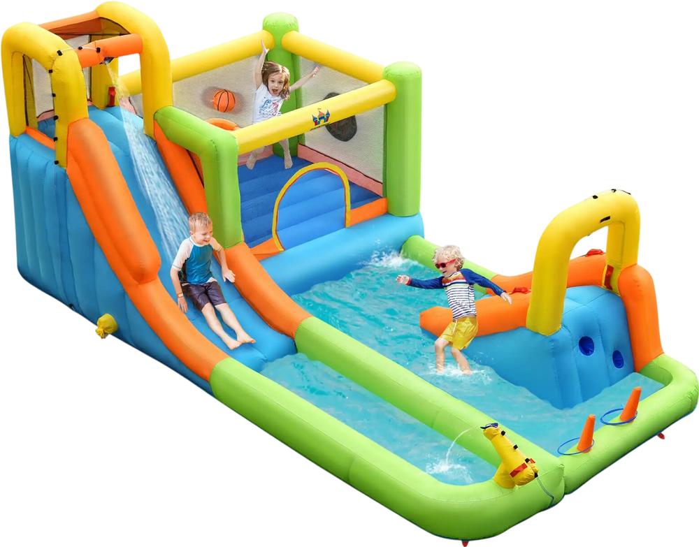 8 in 1 Inflatable Water Slide Park Bounce House Without Blower