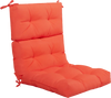 Tufted outdoor patio chair seating pad in orange, featuring premium sponge, suede surface, and non-slip string ties.