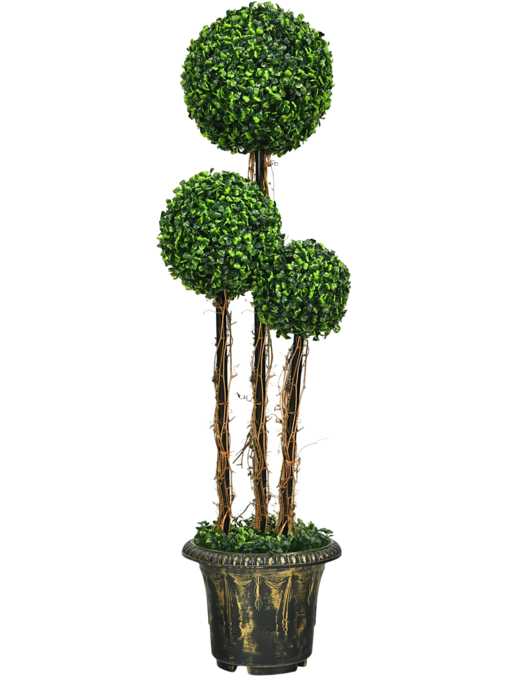 4 Feet Artificial UV Resistant Topiary Triple Ball Tree Plant