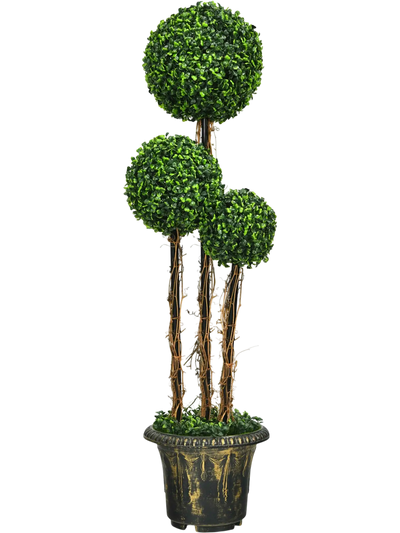 Costway 4' Artificial UV Resistant Triple Ball Topiary Tree 51460397 New