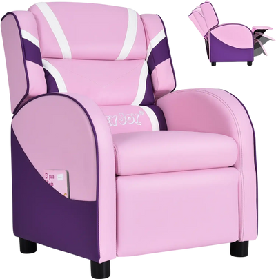 Costway Kids Leather Recliner Chair Side Pockets 69458071 New