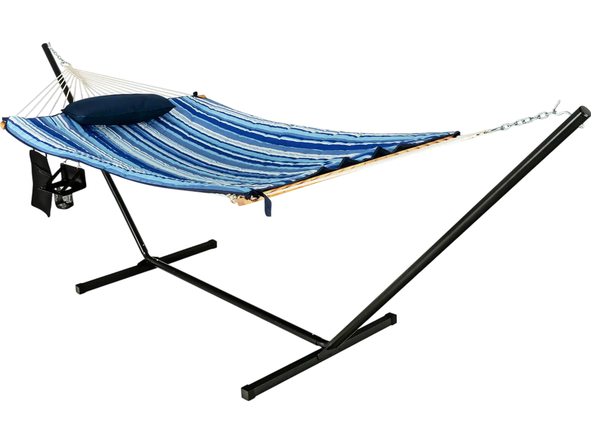 Costway Hammock Chair Stand Set Cotton Swing Pillow Cup Holder Indoor Outdoor 98163475 New