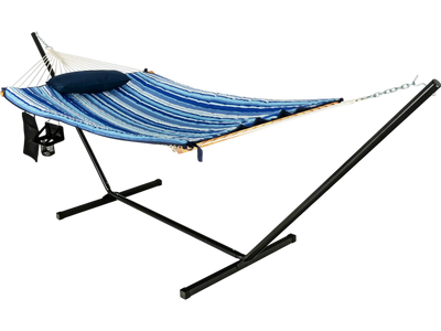 Costway Hammock Chair Stand Set Cotton Swing Pillow Cup Holder Indoor Outdoor 98163475 New