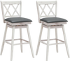 Set of 2 swivel counter height barstools with rubberwood legs and PVC leather cushions, ideal for home or office use.