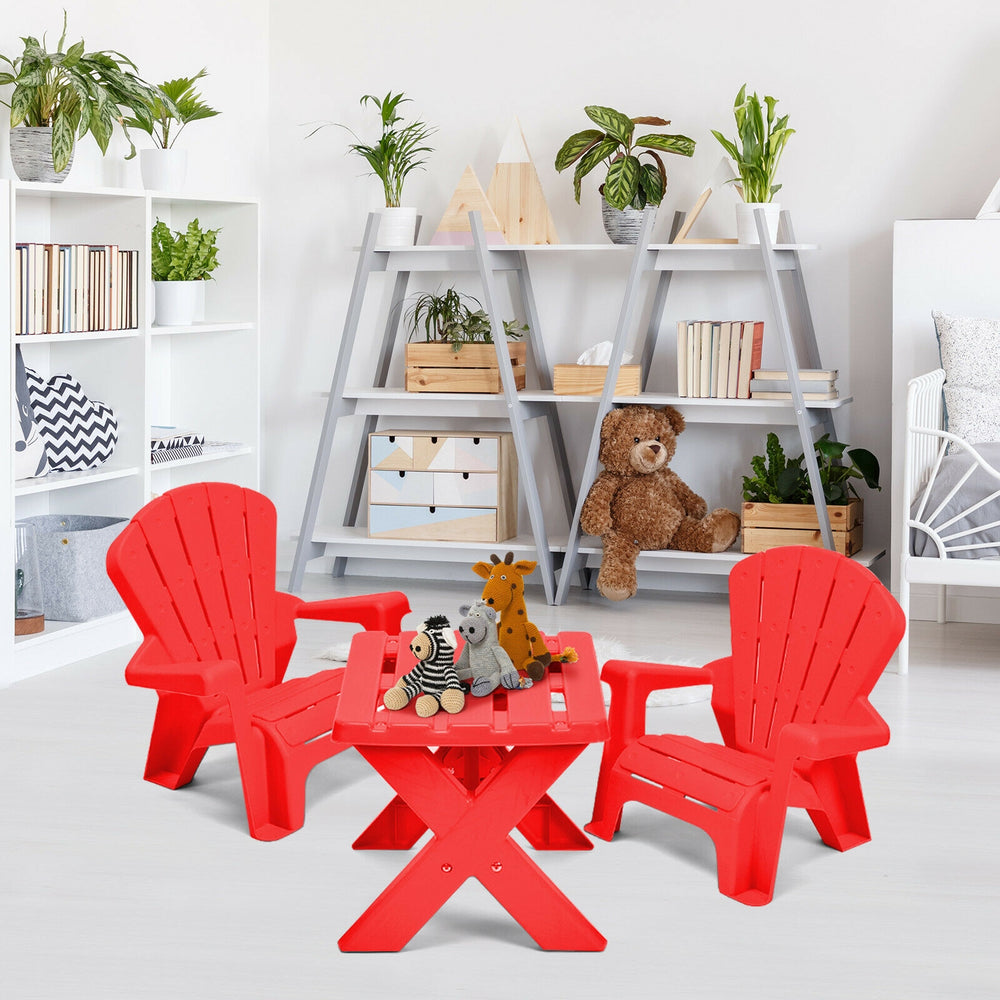 3-Piece Plastic Children Play Table Chair Set-Red - Gallery View 1 of 12