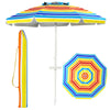 Multicolor 7.2ft portable beach umbrella with tilt mechanism and sand anchor, perfect for beach, patio, or poolside use.