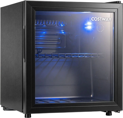 Costway 1.55 Cu.Ft Beverage Refrigerator Cooler Glass Door LED Light 81474212 New
