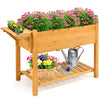 Elevated planter box kit made of fir wood with 8 grids, ideal for patio gardening and featuring a folding tabletop.