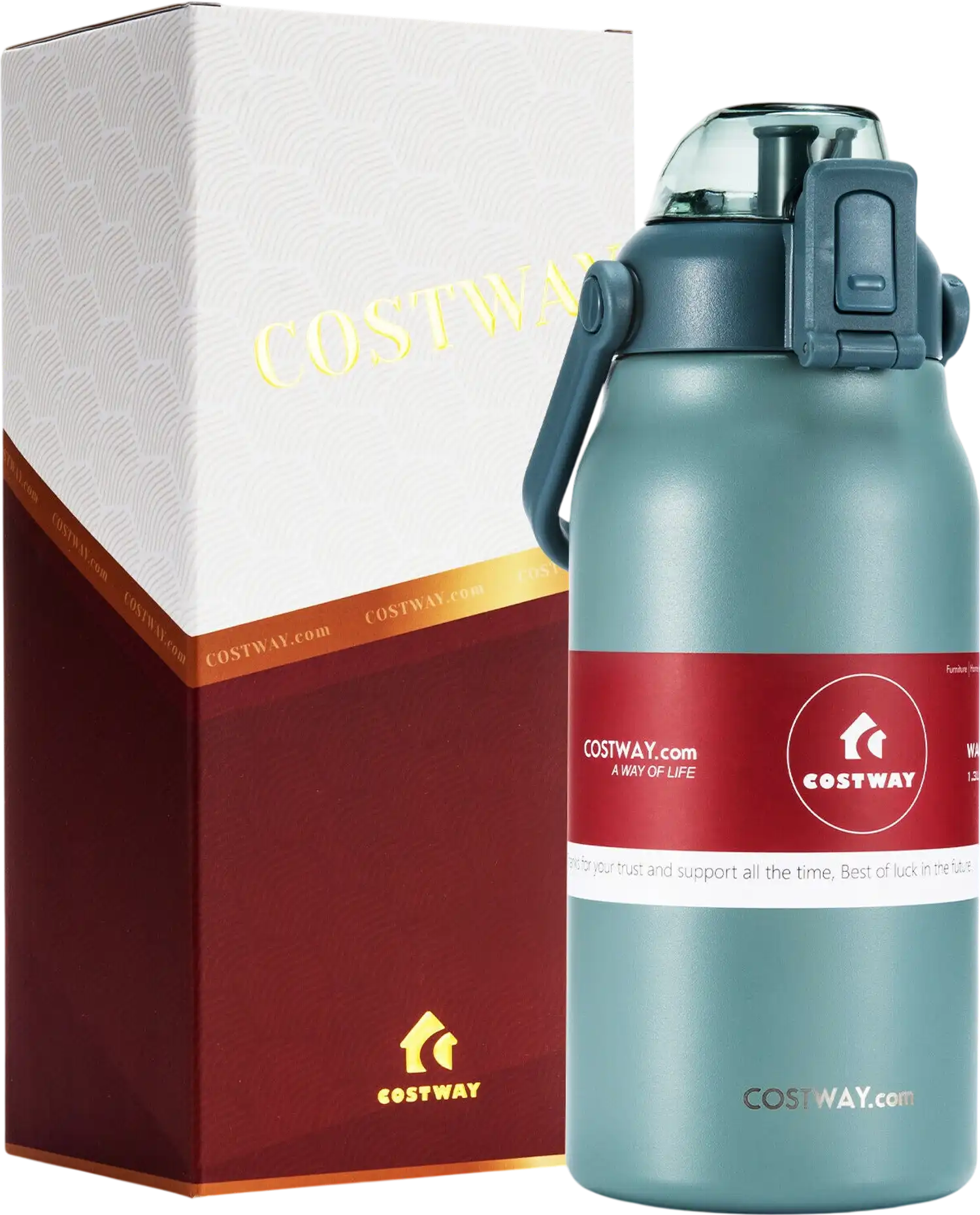 Costway 44oz Vacuum Insulated Leakproof Stainless Steel Sports Water Bottle 26514098 New
