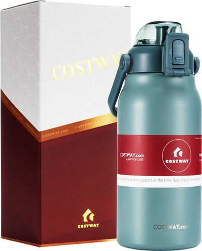 Costway 44oz Vacuum Insulated Leakproof Stainless Steel Sports Water Bottle 26514098 New