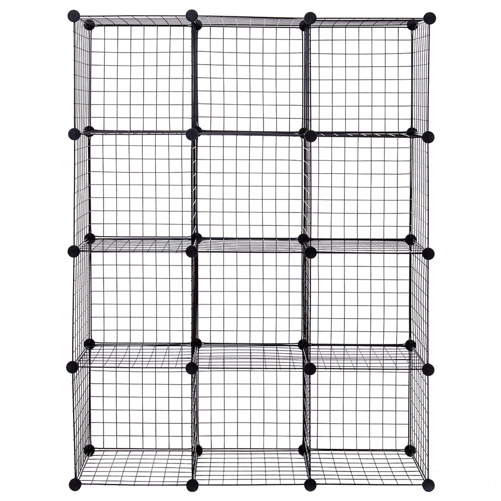 42" x 14" x 56" DIY 12-Cube Metal Grid Wire Storage Cubes - Gallery View 3 of 16