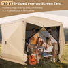 6-sided pop-up screen tent, 11.5 x 11.5 ft, for 6-8 people, made of durable polyester, ideal for outdoor gatherings.