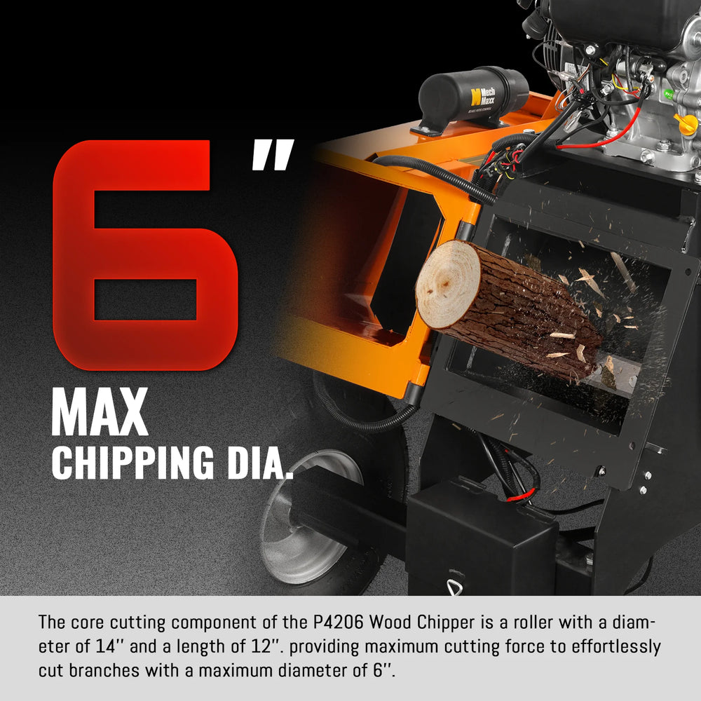6 inch E-start ZONSEN 420cc 13.4hp Gasoline Engine Powered Drum Wood Chipper ,  P4206