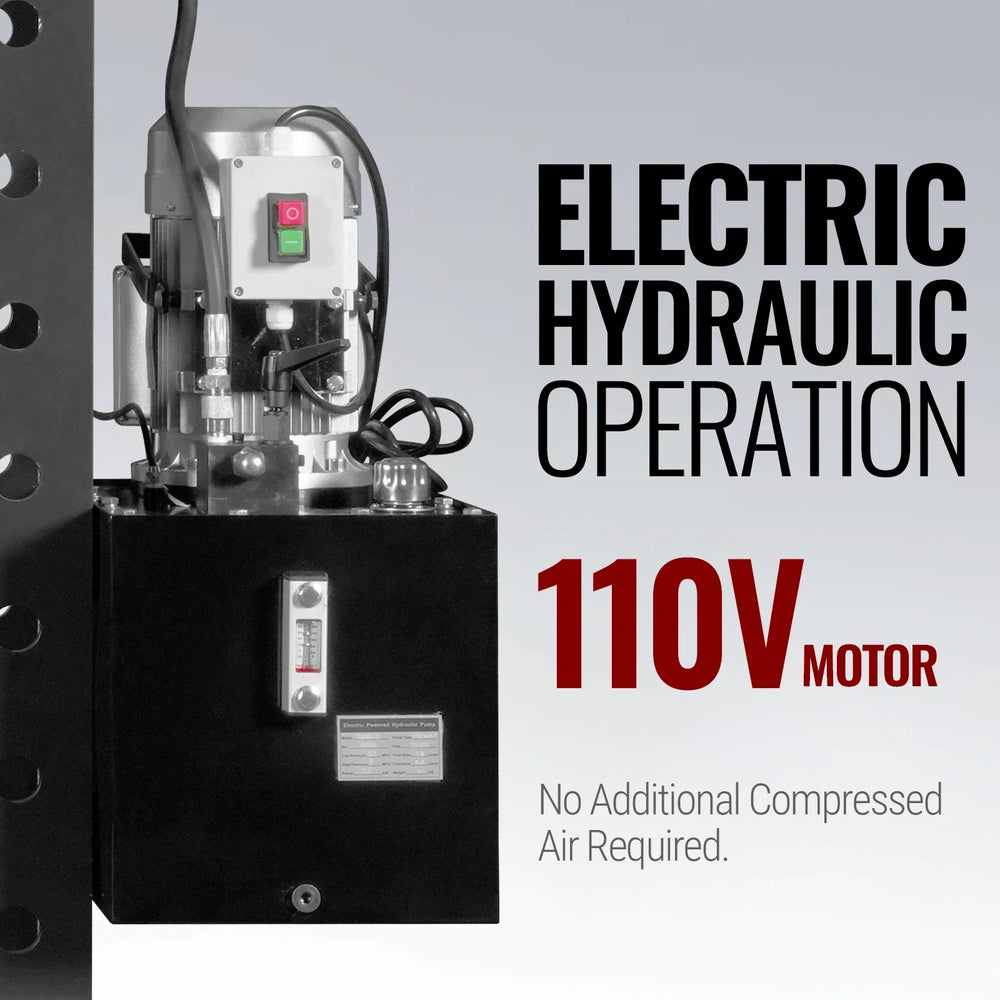 75 Ton H-Frame Electric Hydraulic Shop Press with Hand Winch, 110V Motor, Fully Welded Steel Frame, Safety Guard, HSP75E