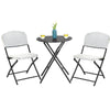 3-piece patio rattan bistro set featuring a round folding table and 2 chairs, perfect for outdoor dining and relaxation.