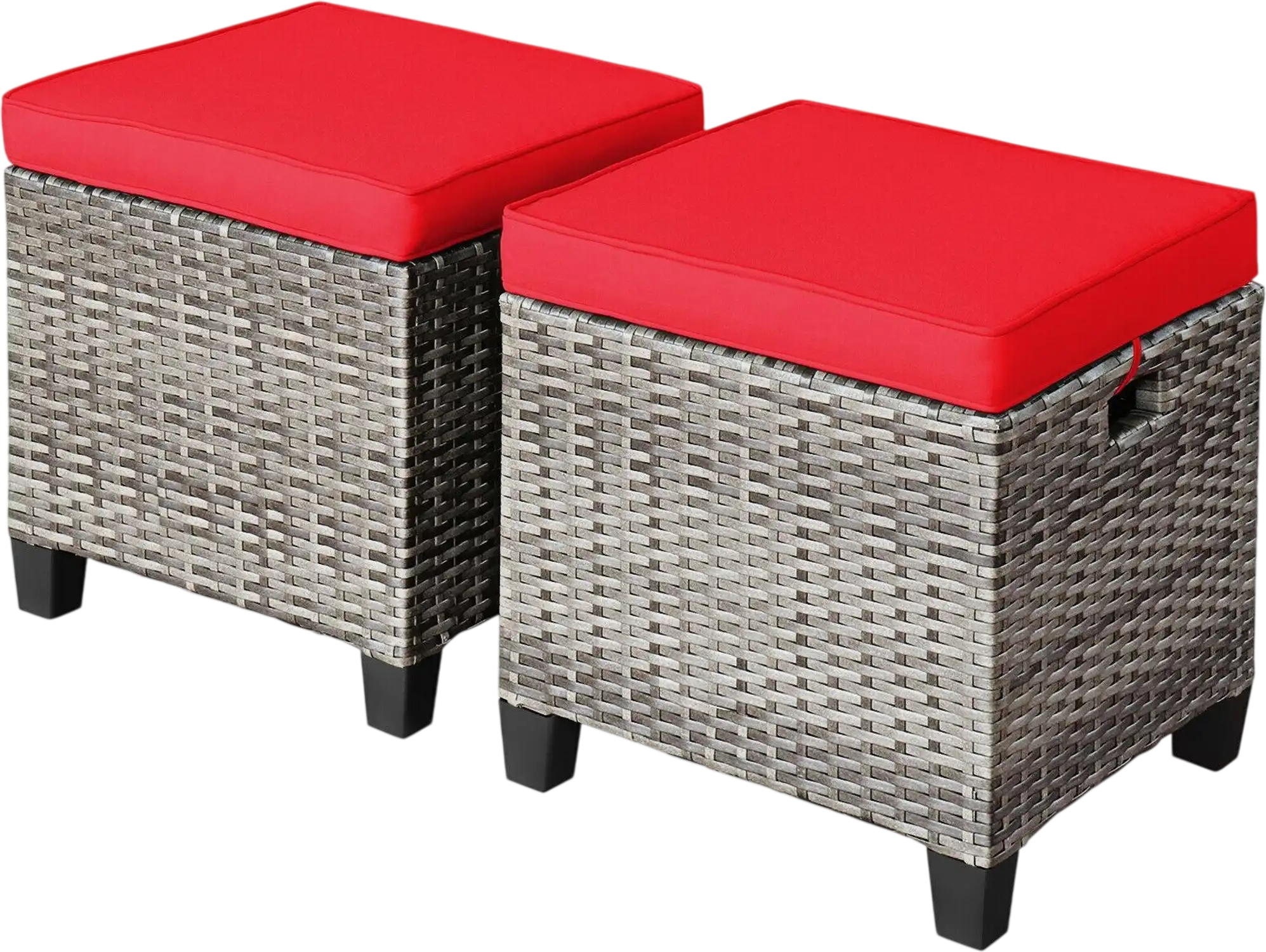 Costway 2-Pc Patio Rattan Ottoman Seat Removable Cushions 37201946 New