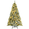 6-foot pre-lit snow flocked Christmas tree with 928 tips and a sturdy metal stand for festive holiday decor.