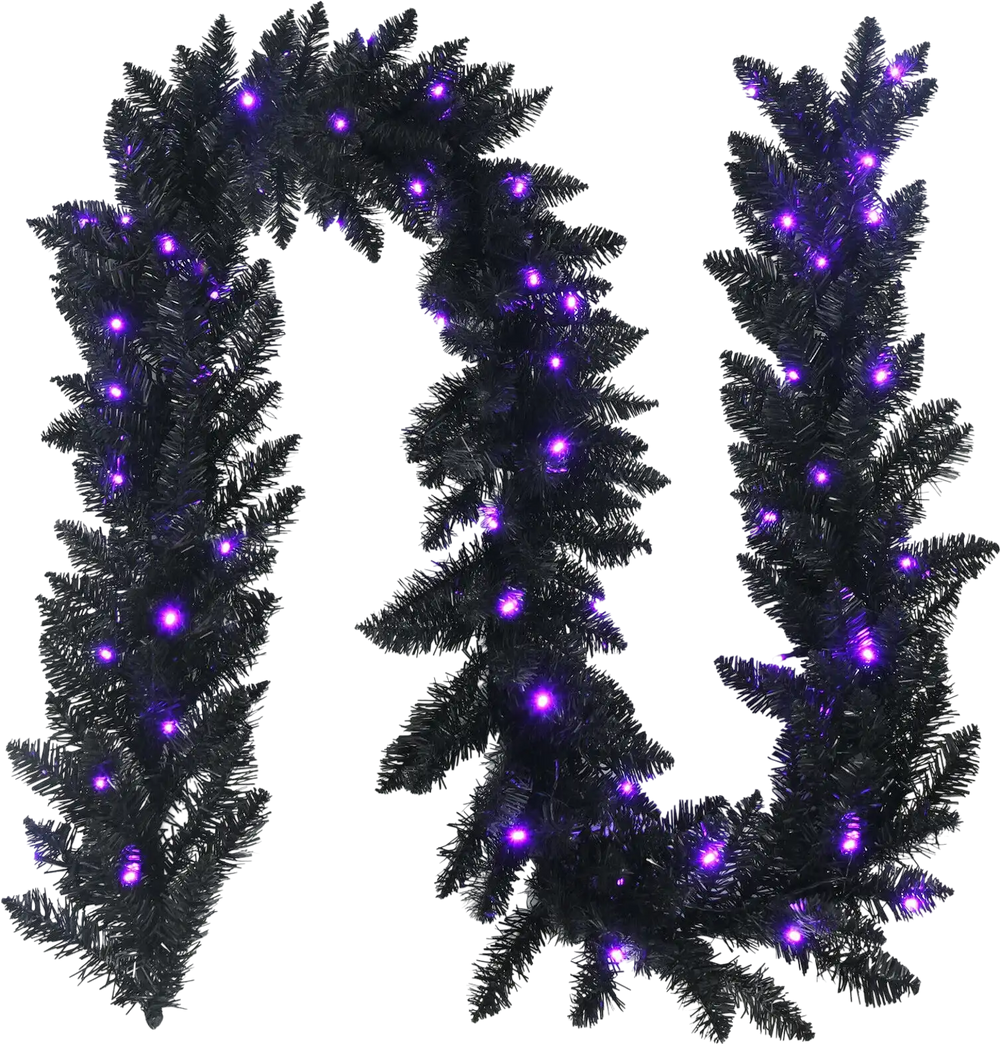 9 Feet Pre-lit Christmas Halloween Garland with 50 Purple LED Lights
